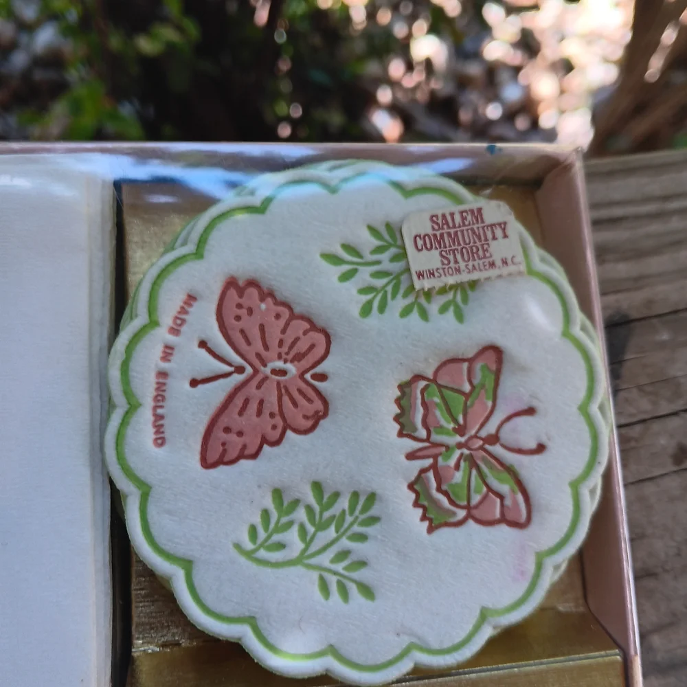 Vintage Napkins Coasters Freund Mayer Boxed Set 36 Butterflies Motif England